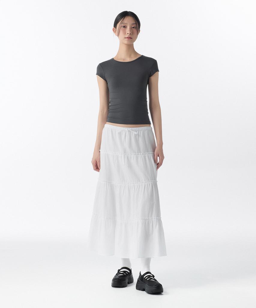 Musinsa Standard Woman Women'S Cotton Tiered Long Skirt [White]