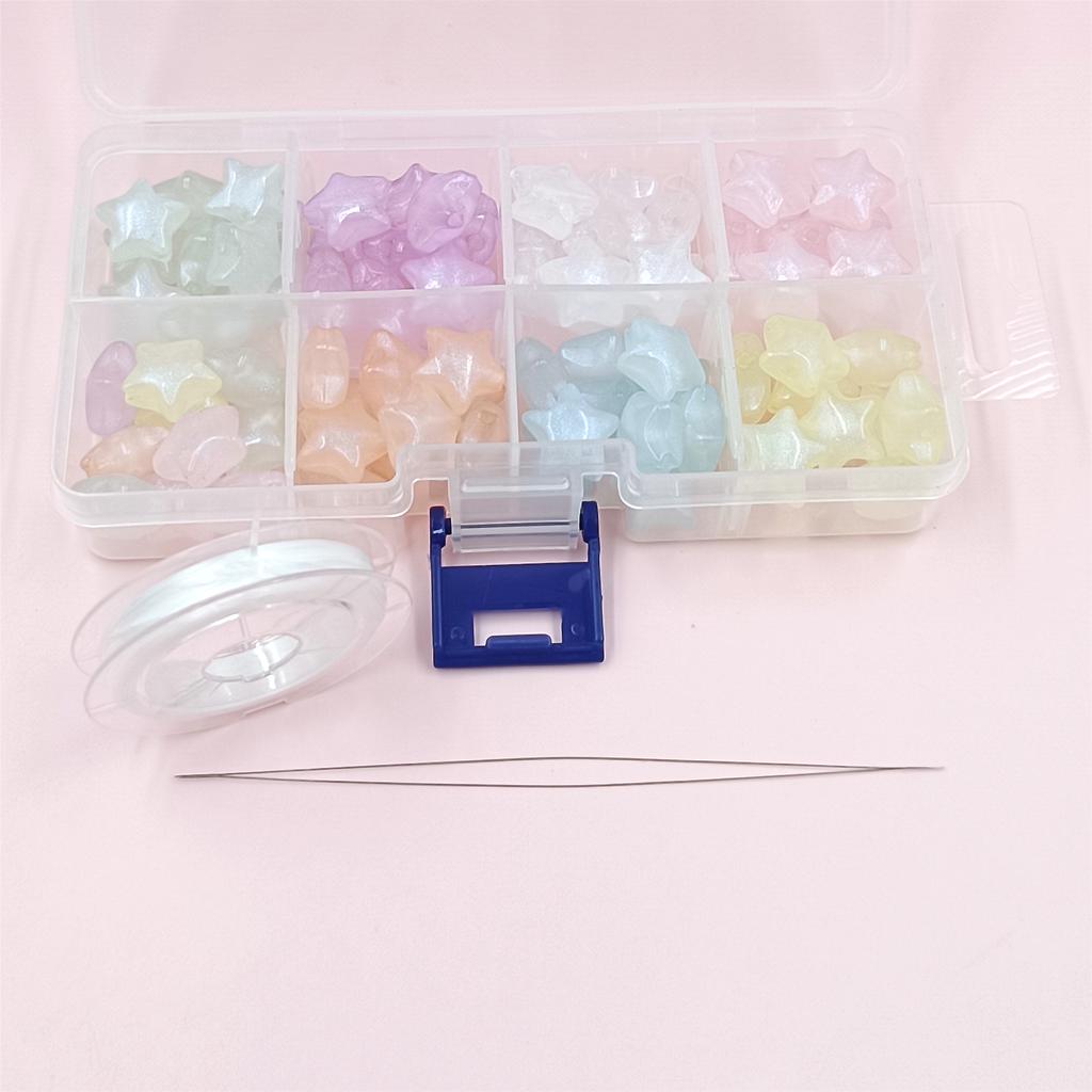 Товары для вечеринок Акриловая эластичная нить Ювелирные изделия Изготовления Изящные сверкающие самодельные материалы Звездные бусины Подвески 1 набор Макарон Цвет с иглой Пентаграмма