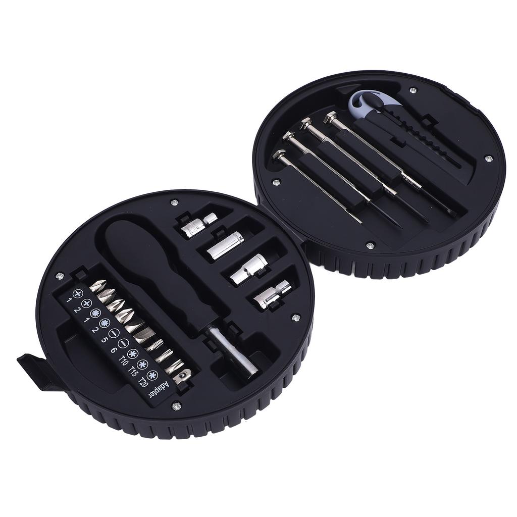 20Pcs Tire Shaped Tool Set with Storage Box Carbon Steel Multifuncitonal Tire Shaped Tool Hardware