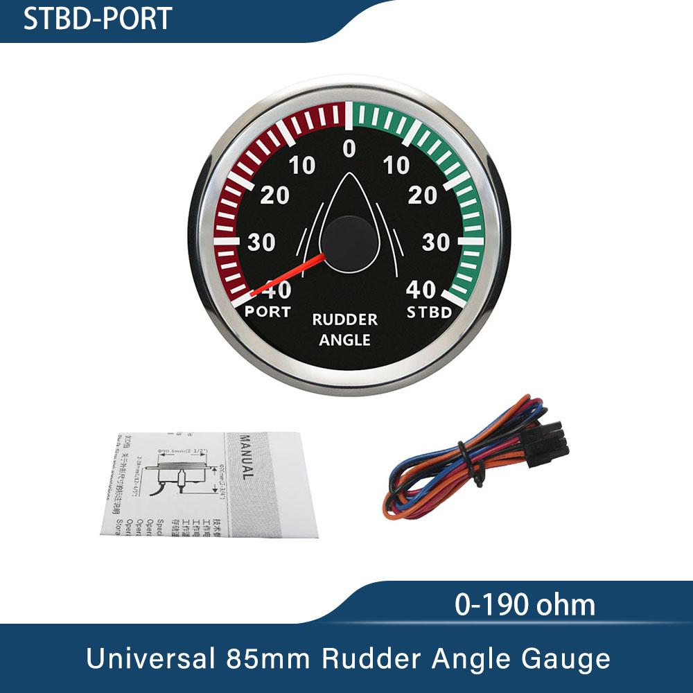 New Universal 52mm 85mm Marine Boat Rudder Angle Indicator Gauge 12V 24V with Red Backlight 0-190 ohms for Boat Yacht Vessel