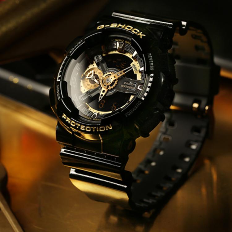 G-Shock Водонепроницаемые 200М Кварцевый Механизм Ремешок из Смолы Часы Мужские Черные GA-110GBX-1APR