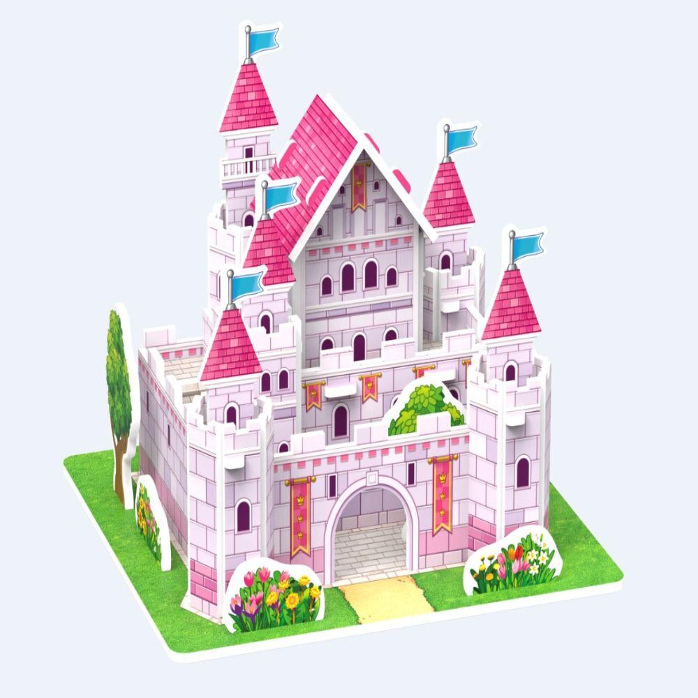 Cardboard 3D Castle Airplane Assembly Model 3d Puzzles Building Block Toy Kindergarten
