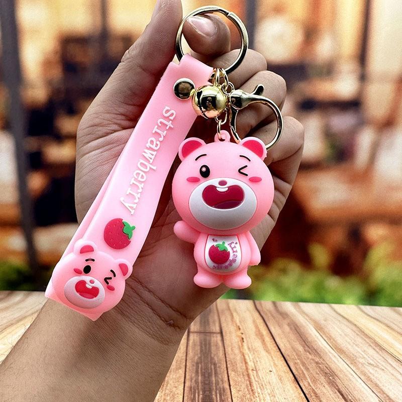 Strawberry Bear Creative Cartoon Keychain Doll Exquisite Female Couple Schoolbag Pendant Car Bag Pendant Keychain