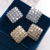 High-End Geometric Rhombus Tide Stud Earrings, Full Of Zirconium Retro Hong Kong Style, Row Of Diamonds Fashionable Ol Earrings
