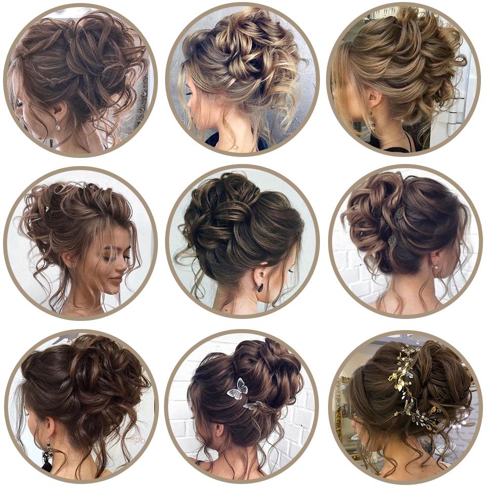 LUPU Вьющийся беспорядочный шиньон с резинкой, синтетические волосы для наращивания, черный, коричневый, пончик, булочка для волос, высокотемпературные волокна, шиньоны