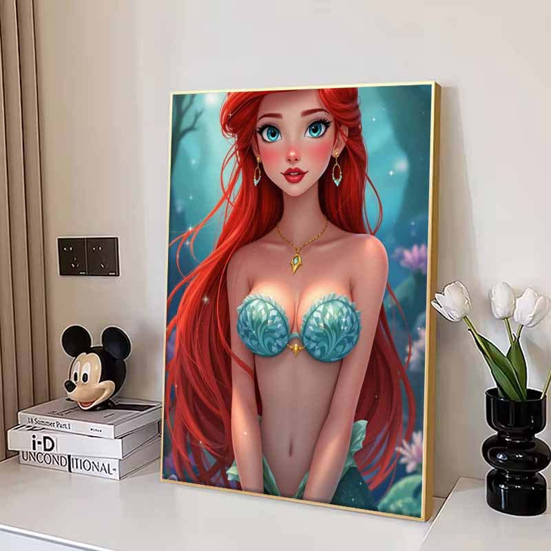 Disney 5D DIY Алмазная мозаика Ариэль Иллюстрация из Русалочки Полная зашивка круглыми кристаллами Мультяшная Вышивка Искусство Картина для Декора Дома