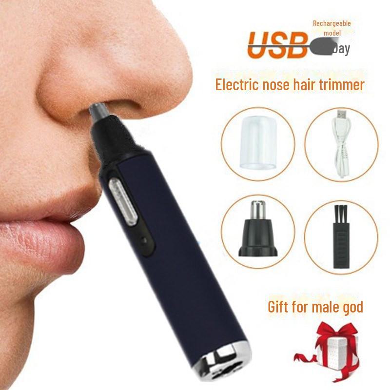 USB Rechargeable Full Metal Nose Hair and Sideburn Trimmer