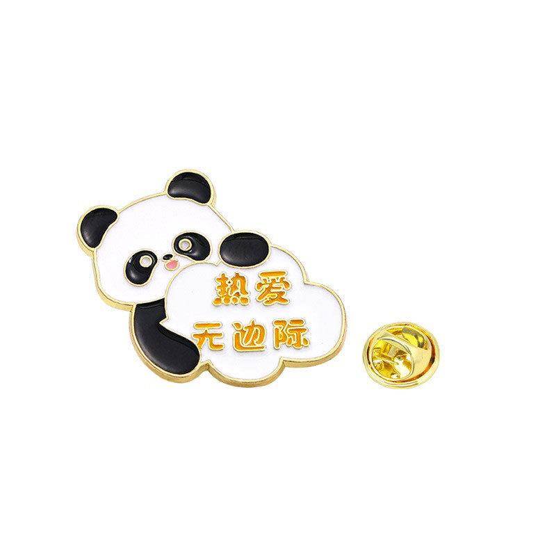 Zinc Alloy Enamel Dropping Brooch, Cute Cartoon Lucky Panda Snake Pattern 2025 Year of the Snake, New Year Festival Decorative Lapel Pin Badge