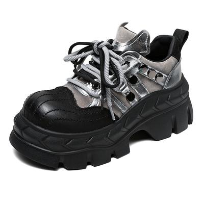 Мода 7см Осенняя Мода Весенняя Панк Роскошная Обувь Коровья Замша Натуральная Кожа Круглый Носок Женские Мокасины Готика