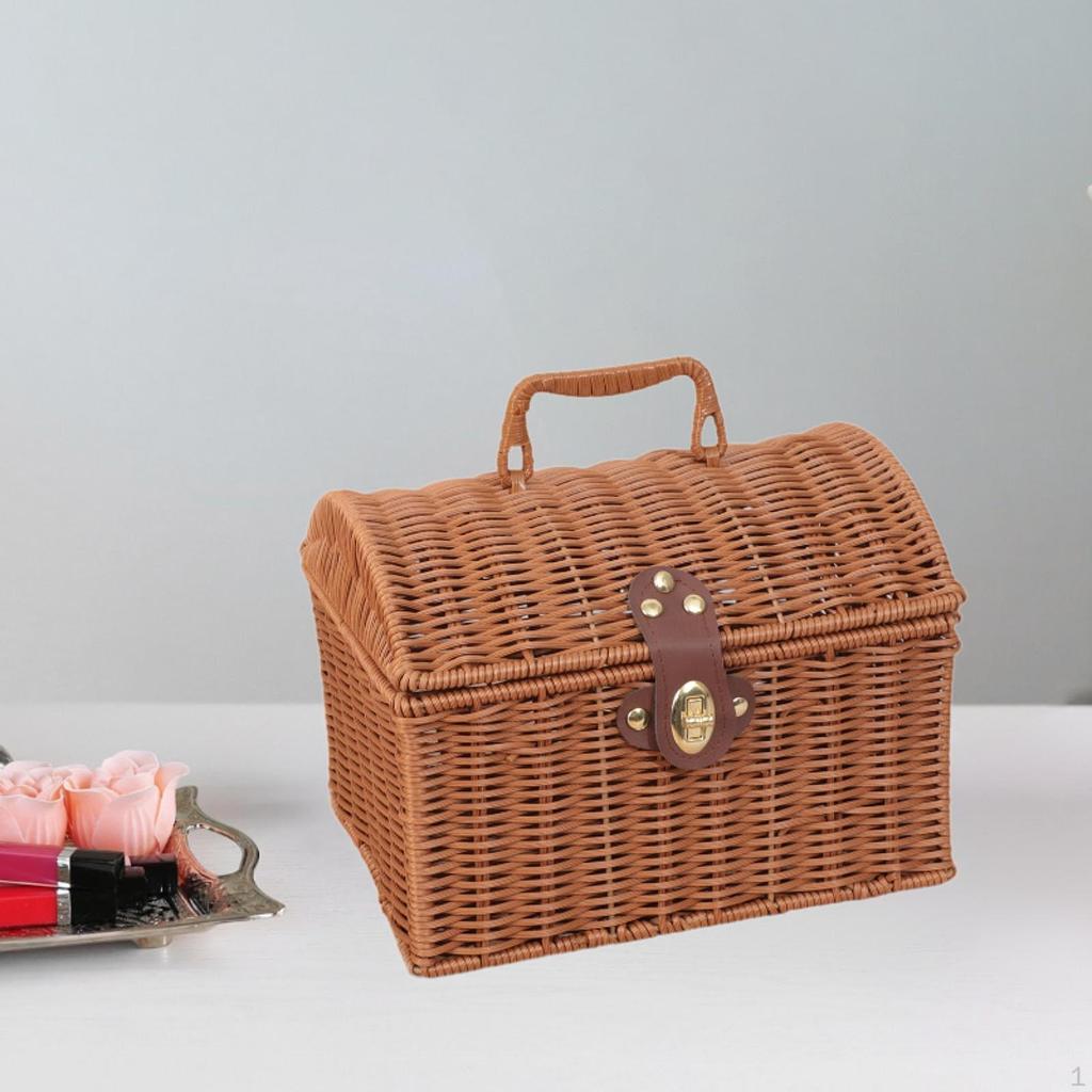 Storage Basket Handwoven Suitcase Cosmetic Creative Organizer Home Decor for Living Room Dorm