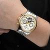 Carnival Men's Automatic Mechanical Wristwatch with Calendar (Gold, Silver, and White)