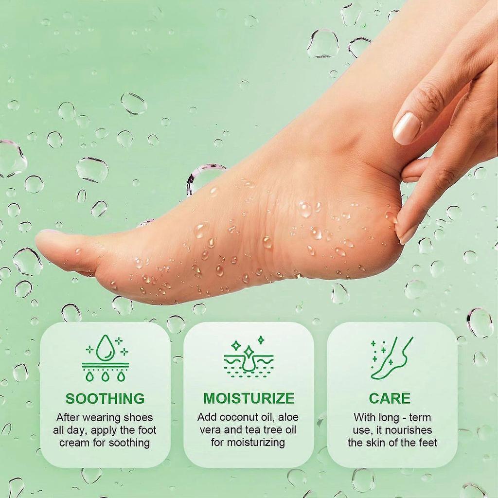 Tea Tree Oil Foot Cream for Dry Cracked Feet, Athletes Foot, Nail Fungus, Jock Itch, Ringworm, Cracked Heels and Itchy Skin - Foot Cream 200g less