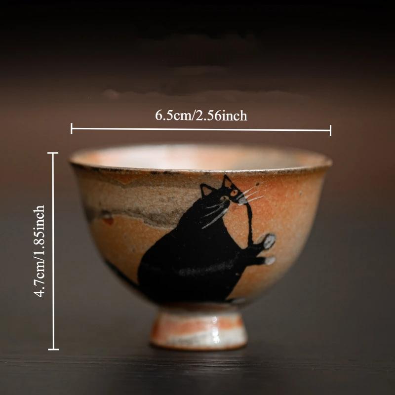 Beautiful Cups Tea Cup Set Teaware for Tea Ceremony Cute Cat Teacup Chinese Ru Yao Ceramic Opening Cup Pottery