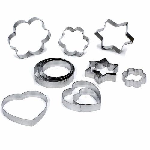 Set of 12 Stainless Steel Cookie Cutters, Round, Heart, Star, Flower, Biscuit Cutters, Large, Medium, and Small, Baking Tools for Handmade DIY Baking,