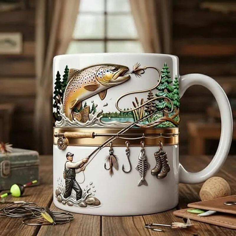 Юмористические рыболовные дизайны Керамическая кружка Подарок для любителей рыбалки Подарок на дни рождения и праздники.