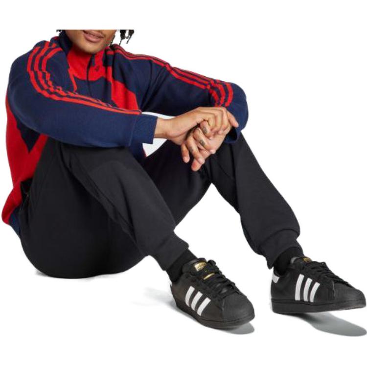 adidas Оригинальный полосатый пэчворк длинный рукав пуловер свитер мужские свитера синий IR7128