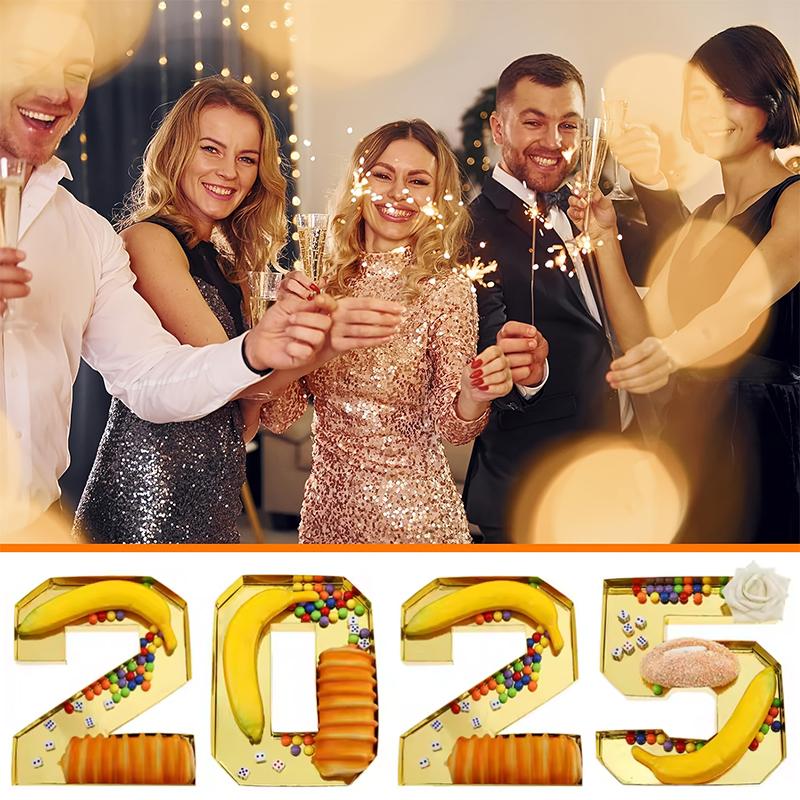 1/4 шт. Поднос-контейнер с цифрами, золотой, цифровой дизайн, тарелка для ужина, утолщенный картон, поднос для конфет, закусок, 24,5x21x3 см