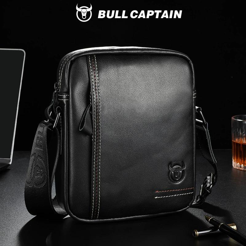 BULLCAPTAIN Мужская сумка через плечо, мужские сумки на плечо, сумки на молнии, большая вместительная сумка из натуральной кожи для мужчин, сумки-мессенджеры