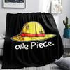 1PC One Piece Straw Hat Pirates Patterned Flannel Blanket Suitable For All Seasons For Home Decor Warmth And Comfort Gifts Holiday Present
