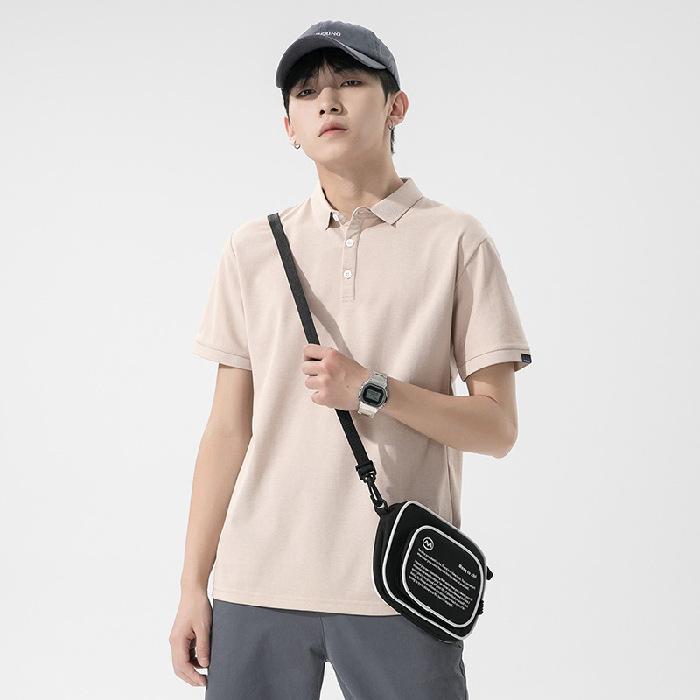 Summer Short-sleeved New Polo Shirt Men's Short-sleeved Trendy Versatile Lapel Base Solid Color T