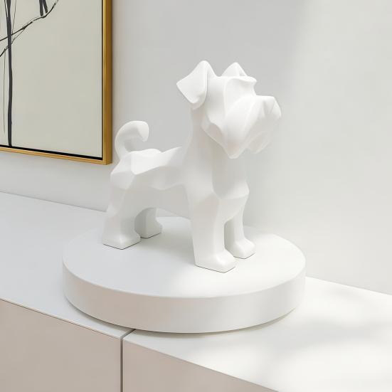 Dog Ornament 3D Printed Schnauzer Geometric Miniature Dog Figurine Living Room Dog Sculpture Home Decor
