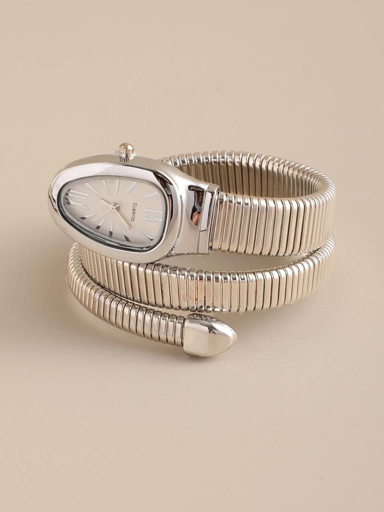 1pc-High Quality and Fashionable Women's Snake Head Alloy Case Exquisite and Luxurious Quartz Women's Watch