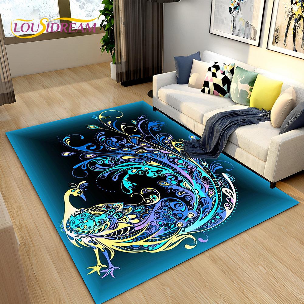 3D коврик с рисунком павлина, птицы, животного, ковер для гостиной, спальни, дивана, коврик для кухни, декор, детский нескользящий напольный коврик