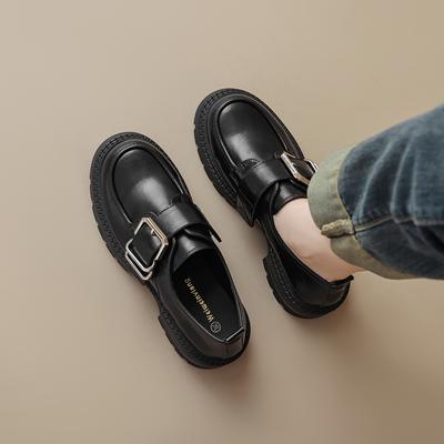 Weiwei girl 538-12 лоферы на платформе с пряжкой на одно слово женские ретро британские маленькие кожаные туфли на мягкой подошве женские