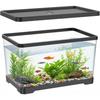 2 Gallon Plastic Fish Tank with Drain Hole - 30x19x17cm Shatterproof Small Rectangular Aquarium for Betta Fish & Guppies - Clear Desktop Terrarium