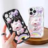 Cartoon Pattern Cream Texture Casing Wavy Edge Soft Silicone Cover Phone Case for IPhone Samsung Huawei Honor Xiaomi Redmi Infinix Tecno