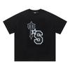 Cross-border new graffiti letter printing European and American street trendy brands loose and versatile casual men's and women's short-sleeved round