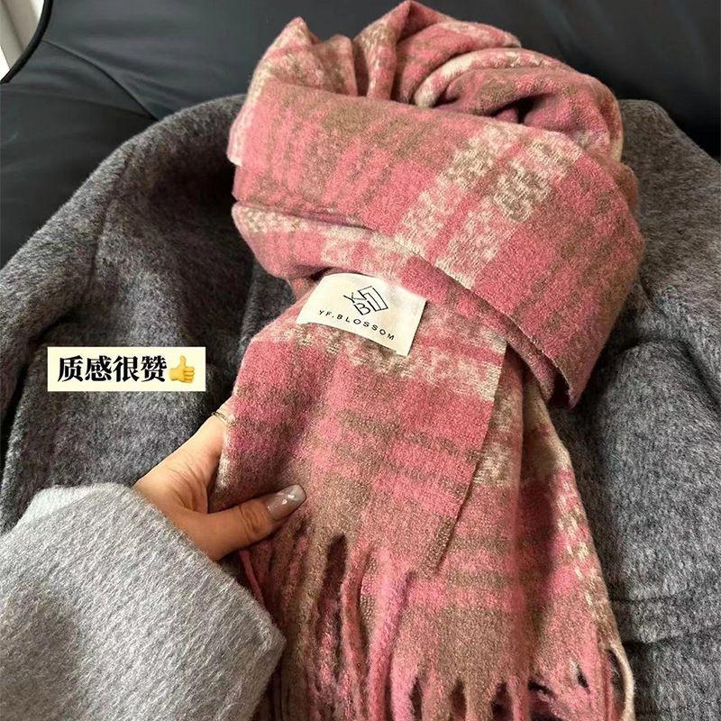 New Scarf Women's Winter Japanese and Korean Style All-match Plaid Warm Thickened Couple Scarf Student Shawl