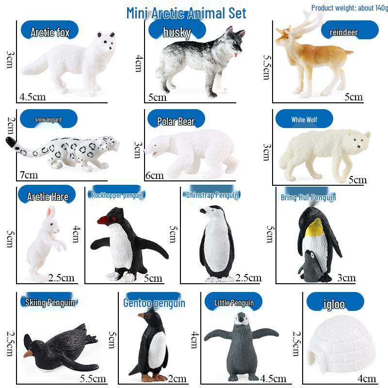 Набор моделей диких животных Арктики: Белый медведь и пингвин