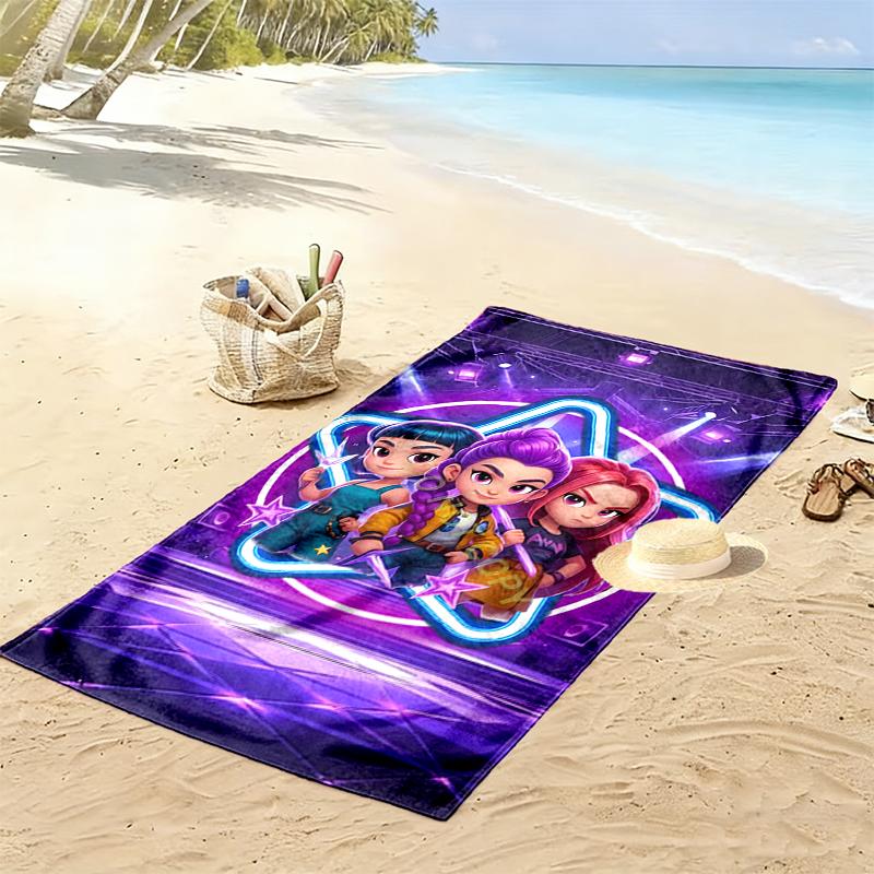 1pc Kpop Demon Hunters Beach Towel Ideal Birthday Gift For Family, A Vibrant Beach Towel Suitable for Outdoor Activities