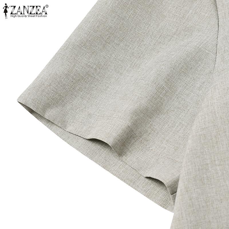 ZANZEA Женское повседневное летнее тонкое платье с коротким рукавом и круглым вырезом