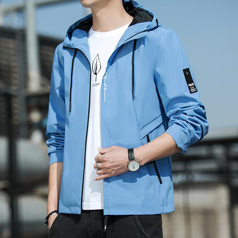 Мужская куртка весна и осень, корейская версия, свободная повседневная рабочая куртка, мужская куртка с капюшоном, модная мужская одежда