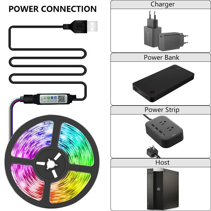 Светодиодная лента USB Bluetooth RGB 5 В Светодиодная лампа RGB Гибкая светодиодная лампа Лента RGB Телевизор Настольный экран Подсветка диодной ленты