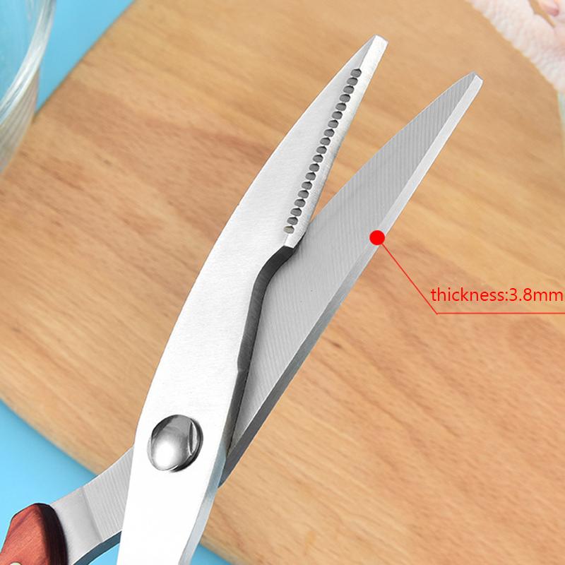 Деревянная ручка, кухонные ножницы, ножницы для куриных костей, кухонные зажимы для еды, ножницы для резки костей