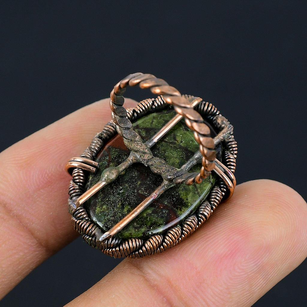 Медная проволока драгоценного камня яшмы крови дракона обернутая кольцо ювелирных изделий ручной работы для подарка