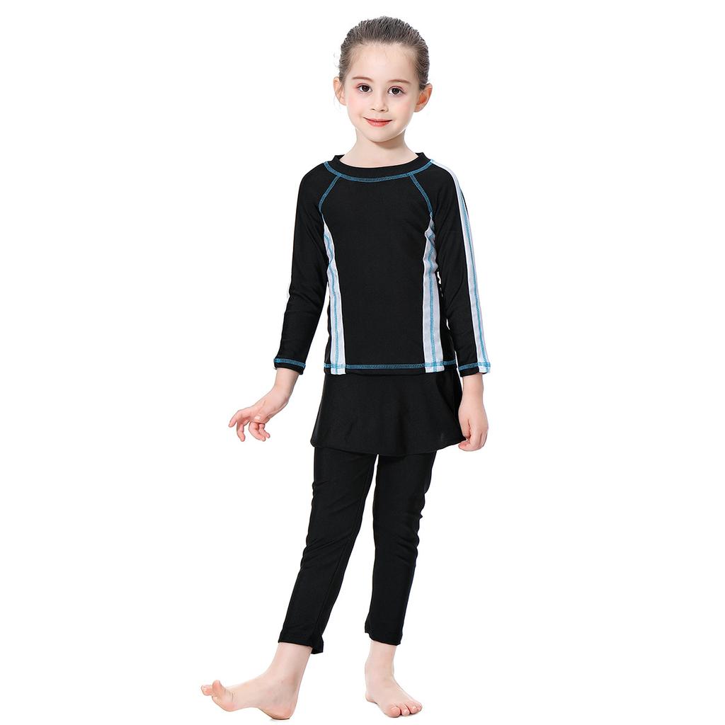 Three-Piece Swimsuit Girls Long Sleeve Full Cover Swimming Suit For Kids Muslim Swimwear Baby Children Swimming Bathing Suit