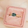 1.5ct East West Pear Teal Sapphire Engagement Ring: Dainty Yellow Gold Plated Solitaire Wedding Ring: Art Deco Bridal Jewelry Gift