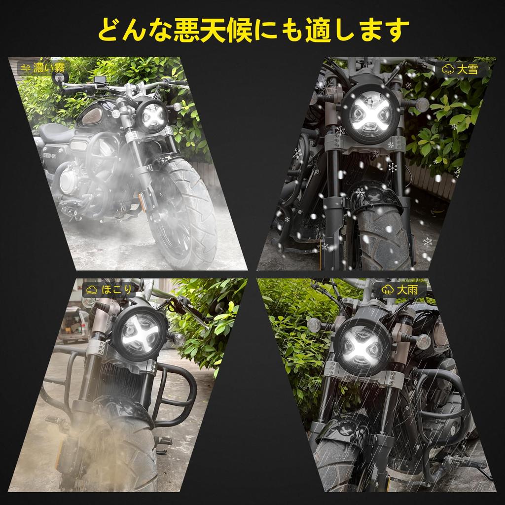 Vancroser 5.75 Inch Headlight, LED, X-Shaped, Bike Headlight, DRL, Hi/Lo Switching, /24V, High Brightness,