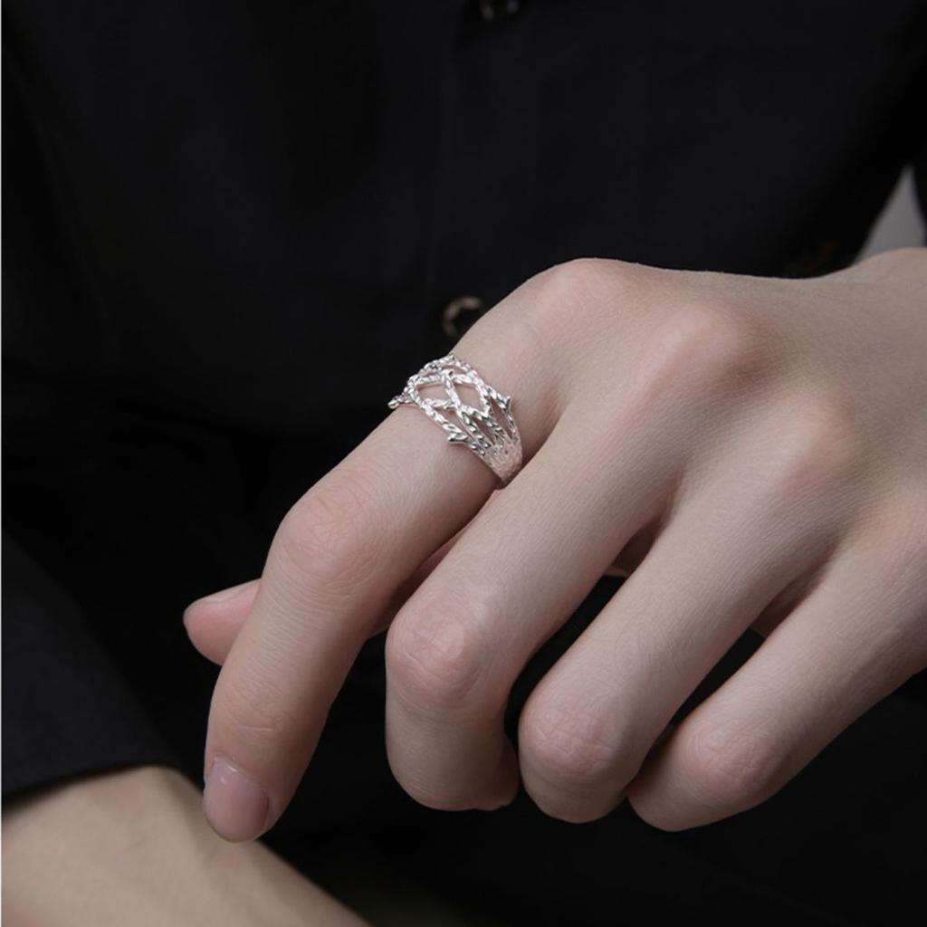 Личное кольцо с морозными ветками, мужские ювелирные изделия, элитное модное переплетенное кольцо, серебро 925 пробы, мужские аксессуары на палец