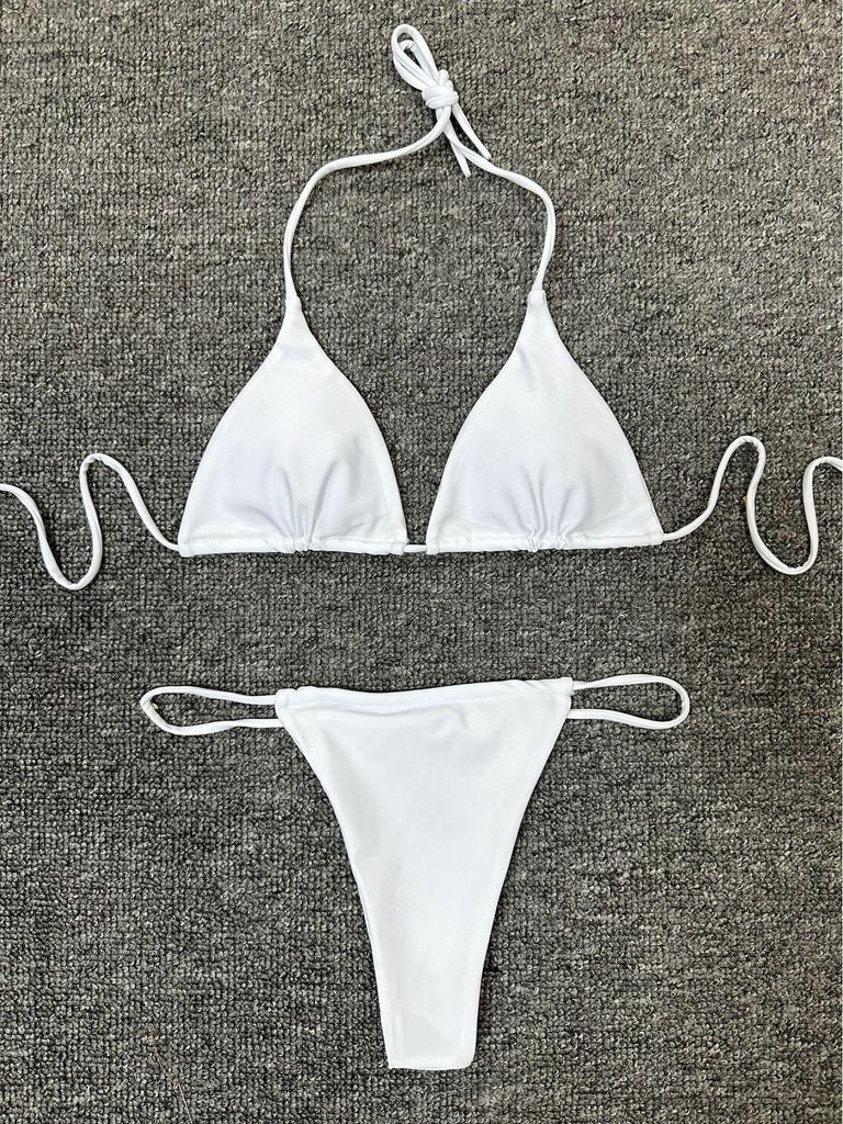 Женское бикини европейского и американского стиля с однотонным принтом - сексуальный дизайн с разрезом