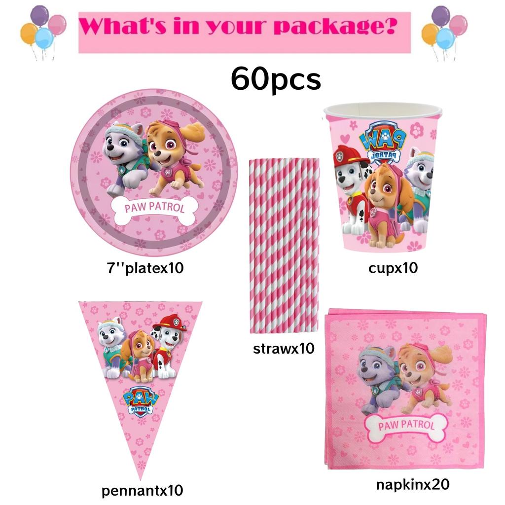 Розовая Вечеринка в честь Дня Рождения Щенячий Патруль Декор Скай Одноразовая Посуда Скатерть Тарелки Фольгированные Шары Праздник для Малыша Девичник Товары для Вечеринки