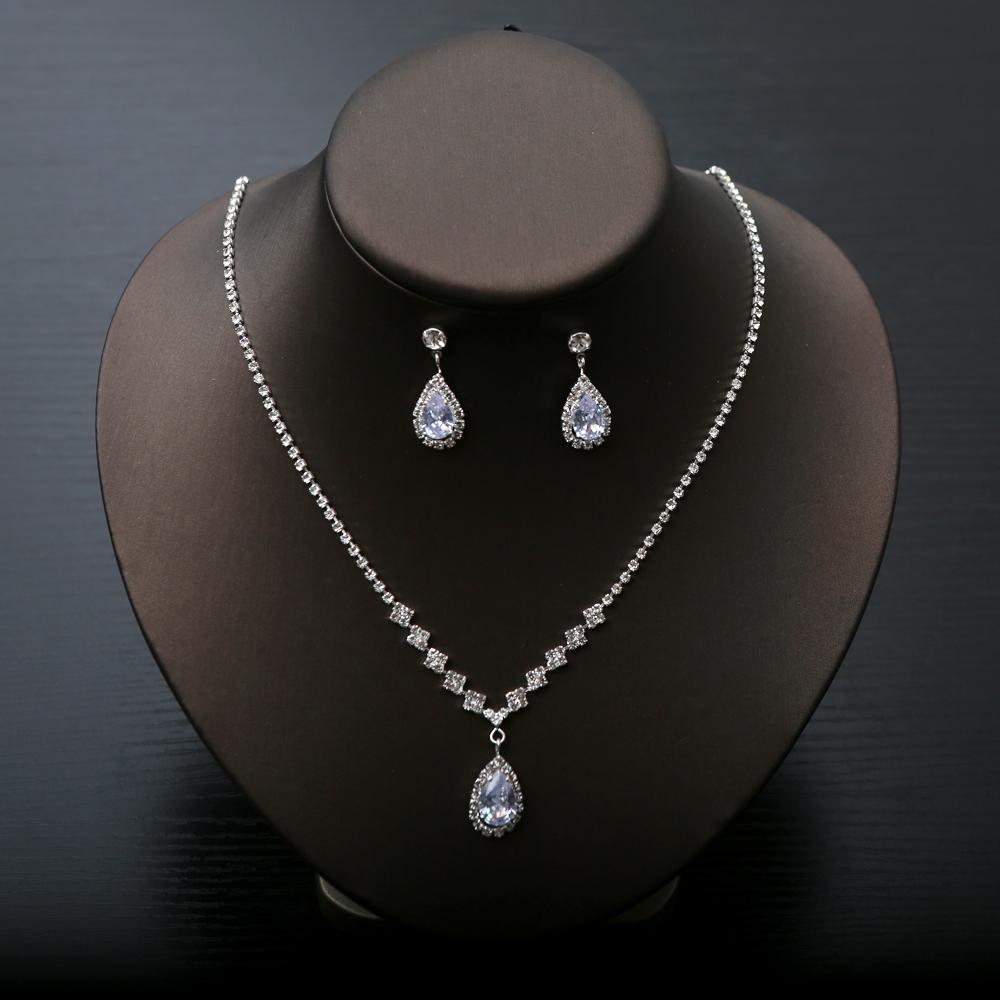 3pcs Bridal Crystal Claw Zircon Sparkling Necklace Earrings Set with Chain Luxury Wedding Banquet Accessories for Evening Gowns