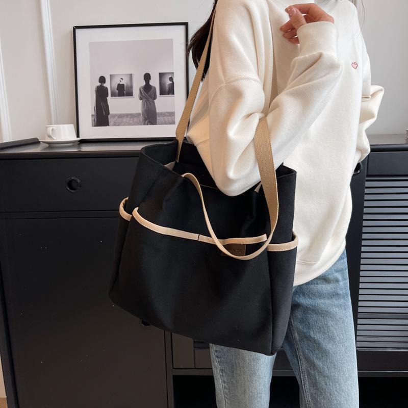 Большая вместительная холщовая сумка-тоут, женская сумка, студенческая сумка через плечо для студентов колледжа