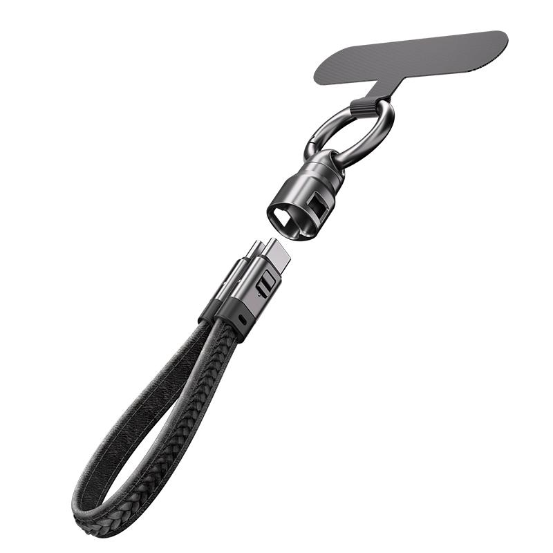 Кабель для быстрой зарядки мобильных устройств 240 Вт Type-C на USB-C Брелок Веревка для подвешивания против потери 48 В 5 А Короткий кабель Кабель для зарядки ноутбука/планшета