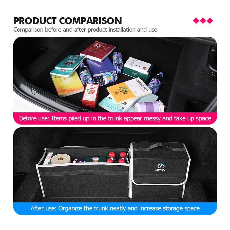 Car Trunk Organizer Large Capacity Storage Folding Box Auto Accessories For BMW G01 G02 F15 F16 G05 G06 G07 F07 G30 G32 F40 F44 SU5