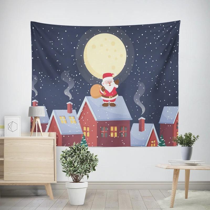 Новогодняя Рождественская Ночь Санта-Клаус Узор Гостиная Спальня Декоративный Гобелен